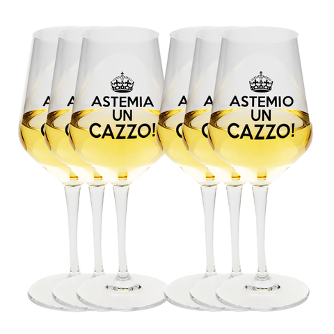 Set di 6 calici - 3 Astemio in cazzo + 3 Astemia un cazzo