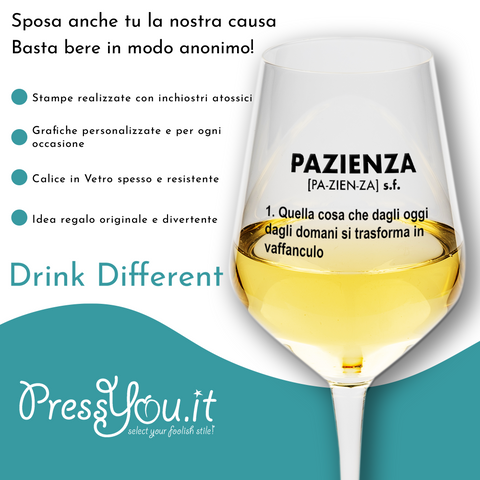 Calice vino spritz - pazienza dizionario - divertente regalo