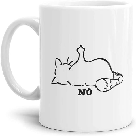 tazza Mug-gatto fuck stanco fottiti divertente simpatica regalo mamma papa colleghi amici in ceramica per la colazione caffe o te
