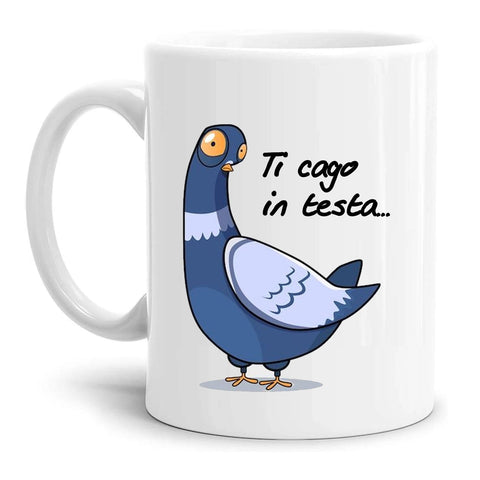 tazza Mug-ti cago in testa piccione divertente simpatica regalo mamma papa colleghi amici in ceramica per la colazione caffe o te copia copia