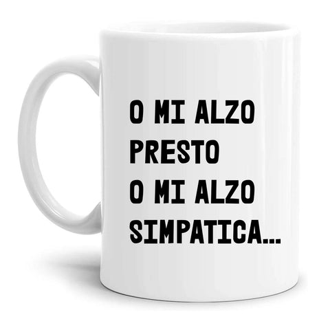 tazza Mug-o mi alzo presto o mi lazo simpatica divertente simpatica regalo mamma papa colleghi amici in ceramica per la colazione caffe o te